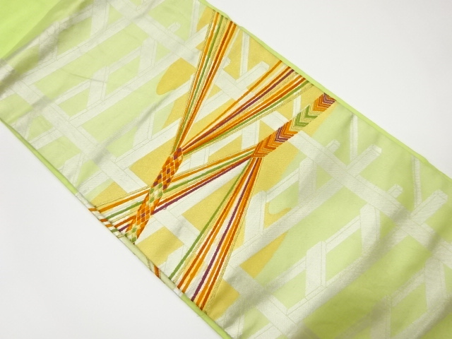 リサイクル　霞に組紐模様織出し名古屋帯